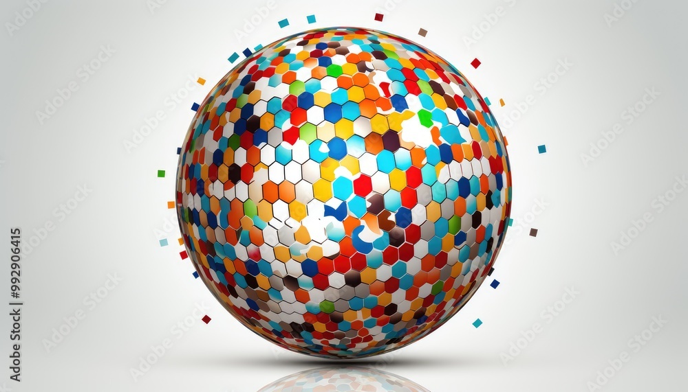 Fototapete Dots colorful globe, abstract graphics. Image with clipping path