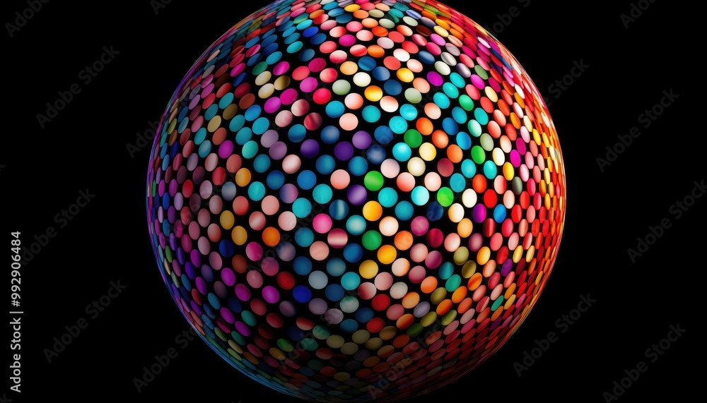 Poster dots colorful globe, abstract graphics. image with clipping path
