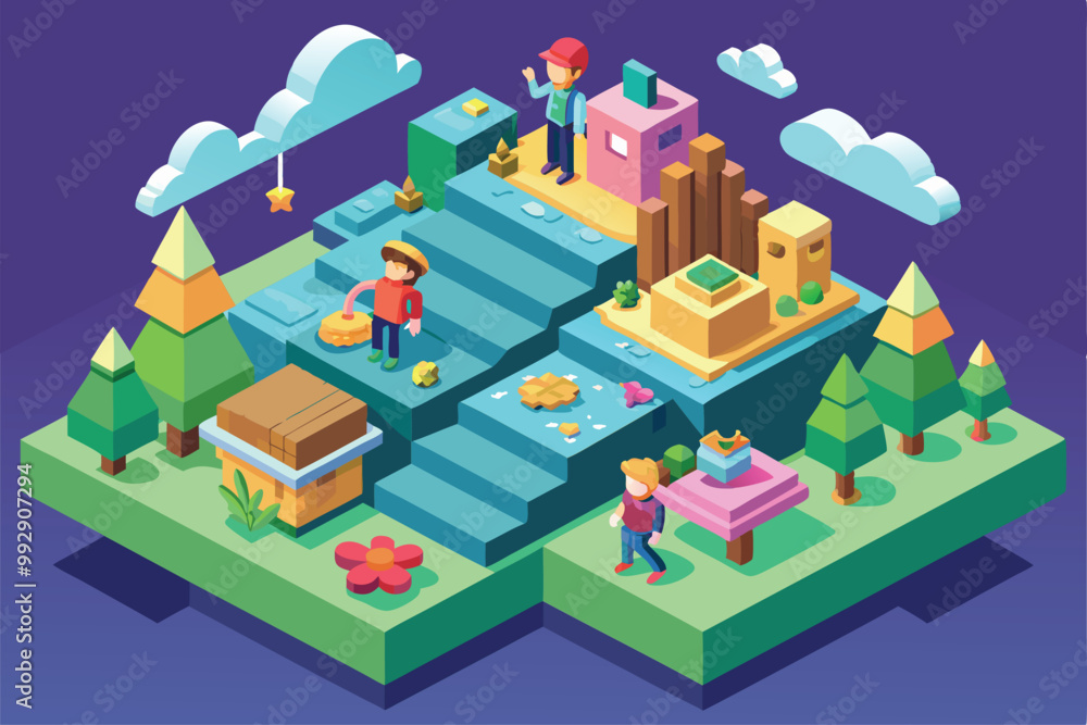 Poster this colorful illustration features cheerful characters interacting with playful elements in a whims