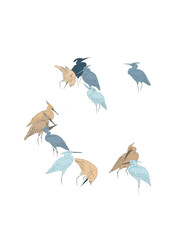 Japanese cranes asian pattern vector illustration. Ukiyo-e art background for patterns in old Japan or asian style. Oriental graphic birds.