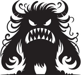 Scary Monster silhouette vector illustration isolated on a white background