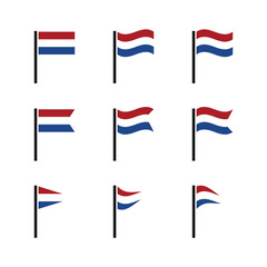 Set of Icon flag Netherlands. Isolated on white vector illustration