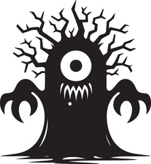Scary Monster silhouette vector illustration isolated on a white background