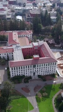 Vertical Drone Shot of Dwinelle Hall in University of California Berkeley Campus