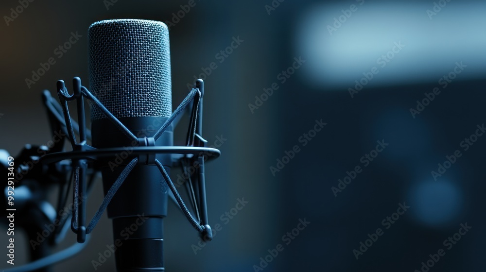 Poster a close-up of a microphone, highlighting its design and purpose for audio recording.
