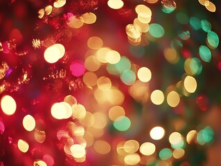 Obraz premium 2408 124.A beautiful abstract view of Christmas lights in Buckeye, Arizona, where the blurred lights create a warm and festive glow. The bokeh effect enhances the holiday colors, blending red, green,
