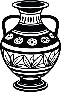 recommend clip art: Line art Ceramic vase on the wall silhouette vector icon, illustration on white background.