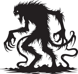 Scary Monster silhouette vector illustration isolated on a white background
