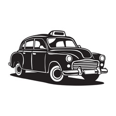 Vintage taxi silhouette vector illustration in white background