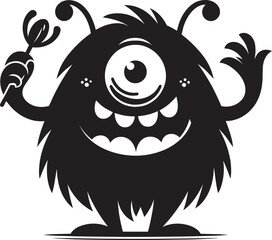 Scary Monster silhouette vector illustration isolated on a white background