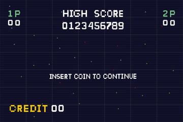 Pixel art background.8 bit game. retro game. for game assets in vector illustrations. Retro Futurism Sci-Fi Background. glowing neon grid. and stars from vintagsynwap table1 start new 