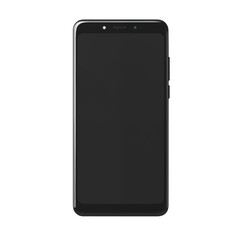 Sleek Black Smartphone With Dark Screen Isolated On White Background
