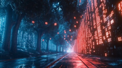 Digital encryption battles in a virtual landscape showcasing the unseen war of future cybersecurity. Risk Mitigation. Ultra realistic. Photorealistic 