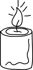 Hand-Drawn Lit Candle with Glowing Flame