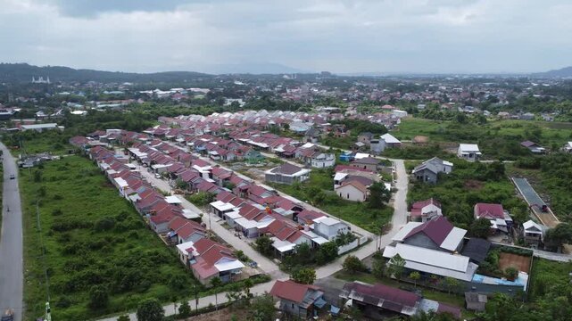 Aerial view of subsidized housing development in South Kalimantan