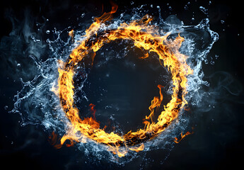 Fire and Water Collision in a Fiery Circle Design