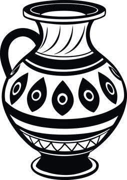 recommend clip art: Line art Ceramic vase on the wall silhouette vector icon, illustration on white background.