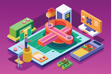 Obraz premium A detailed isometric illustration focuses on lymphoma awareness, showcasing vibrant colors and medical symbolism, Customizable lymphoma illustration in isometric style.