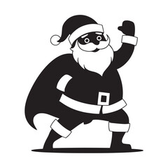 Superhero Santa silhouette vector illustration in white background