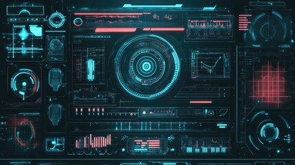 Vector illustration of a HUD interface featuring a grid design