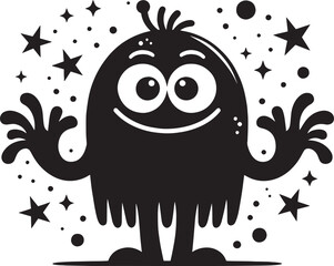 Scary Monster silhouette vector illustration isolated on a white background