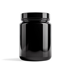 Black Plastic Jar with Screw-On Lid on a Transparent Background