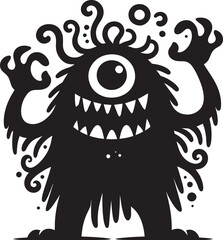 Scary Monster silhouette vector illustration isolated on a white background
