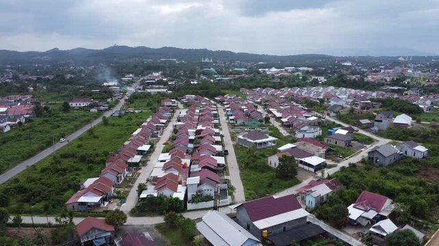 Aerial view of subsidized housing development in South Kalimantan