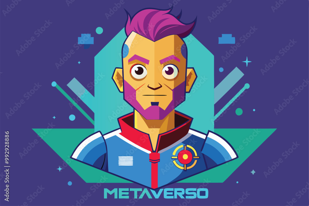Aufkleber a unique avatar design showcases customizable features and colors in a colorful online environment, 