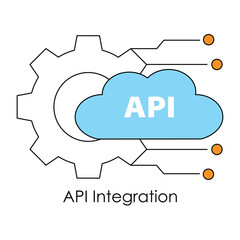 Vector icon for API Integration with connected interfaces.