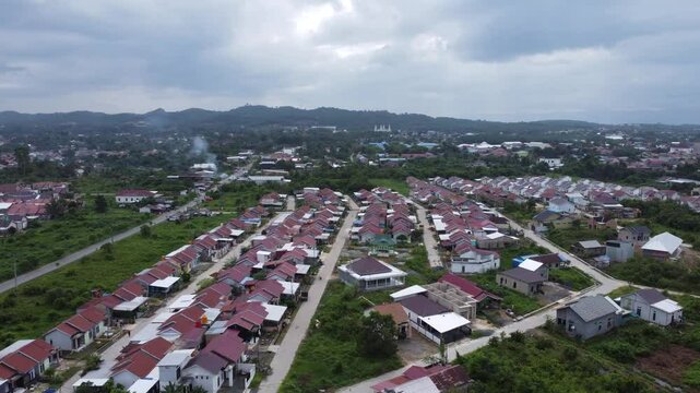 Aerial view of subsidized housing development in South Kalimantan