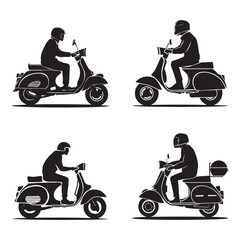 Scooter silhouette vector set illustration in white background