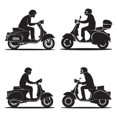 Scooter silhouette vector set illustration in white background