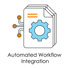 Vector icon for Automated Workflow Integration with gear and arrows.