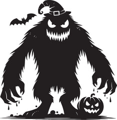 Scary Monster silhouette vector illustration isolated on a white background