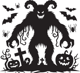 Scary Monster silhouette vector illustration isolated on a white background