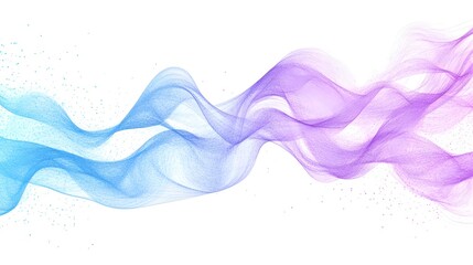 Abstract Wavy Lines with Blue and Purple Color Gradients and Scattered Dots