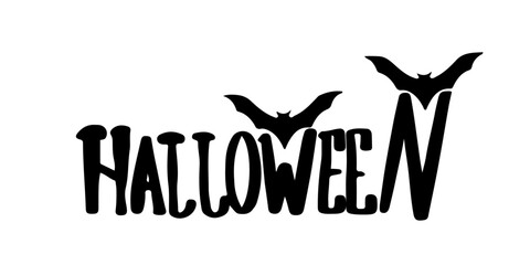 halloween lettering logo with bats