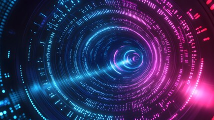 Obraz premium Abstract Circular Pattern with Glowing Blue and Pink Lights