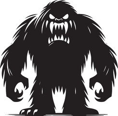Scary Monster silhouette vector illustration isolated on a white background