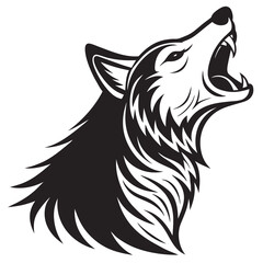 Wolf howling silhouette vector on a white background