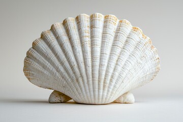 Obraz premium A Large White Seashell with Brown Lines and a Textured Surface