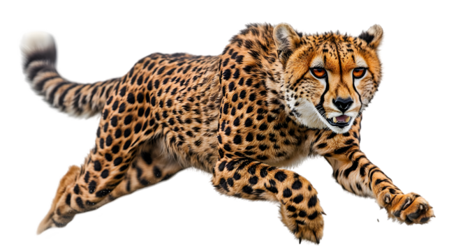 Sleek Cheetah in Mid-Run with Fully Extended Body