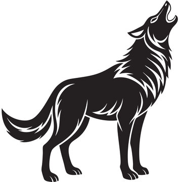 recommend clip art: Wolf howling silhouette vector on a white background