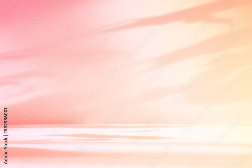 Leinwandbilder Abstract pink color gradient studio background for product presentation. Empty room with shadows of flowers and plant leaves. 3d orange room with copy space. Summer concept. Blurred backdrop