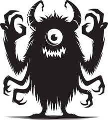 Obraz premium Scary Monster silhouette vector illustration isolated on a white background