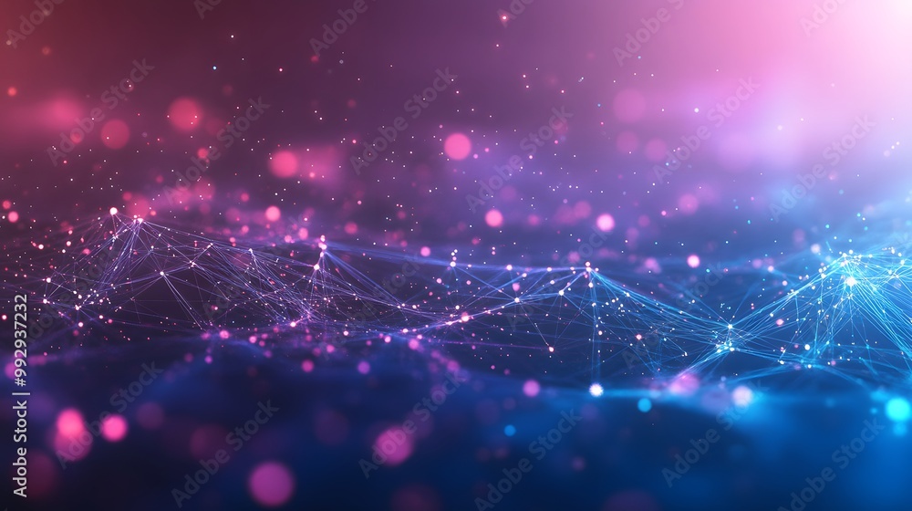 Poster abstract digital network with glowing points and lines