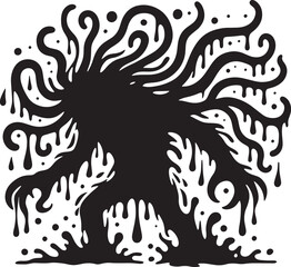 Scary Monster silhouette vector illustration isolated on a white background
