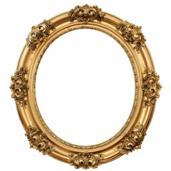 Vintage oval, gold frame on white background
