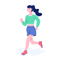 A flat character illustration of morning jogging 